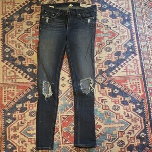 rag & bone Dark Blue Distressed Skinny Jeans